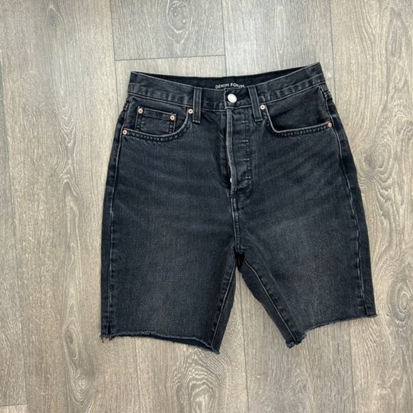 Aritzia Denim Forum Yoko Bermuda Jorts Jean Shorts Denim Long Black Cutoffs 25 - Picture 3 of 9